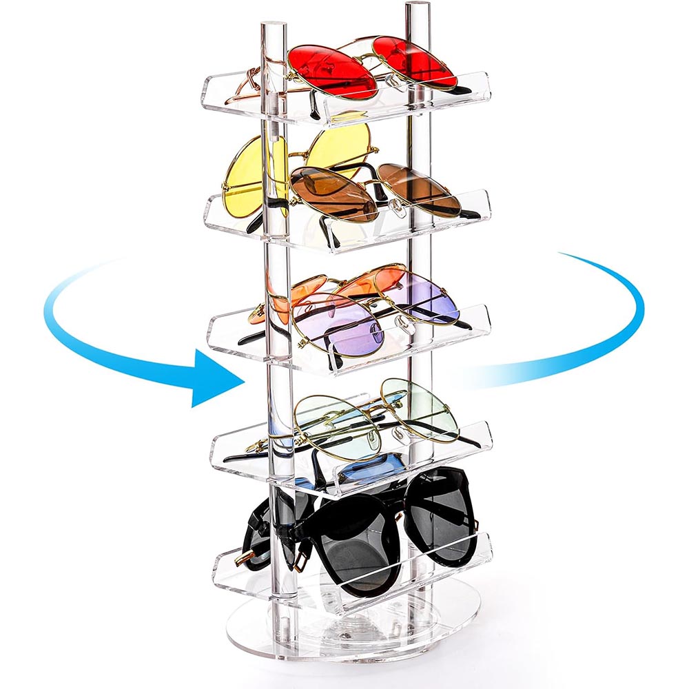 20-Pair High-Capacity Rotating Acrylic Sunglasses Organizer