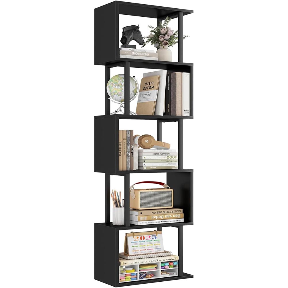 5-Tier S-Shaped Geometric Wood & Metal Bookshelf 5-Tier S-Shaped Geometric Wood & Metal Bookshelf