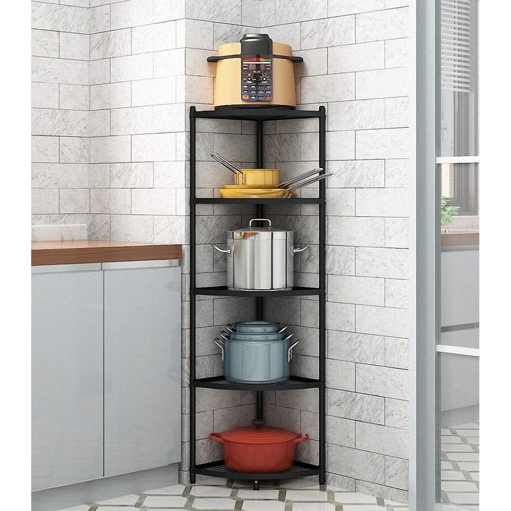 5-Tier Stainless Steel Kitchen Corner Shelf Pot Rack 5-Tier Stainless Steel Kitchen Corner Shelf Pot Rack