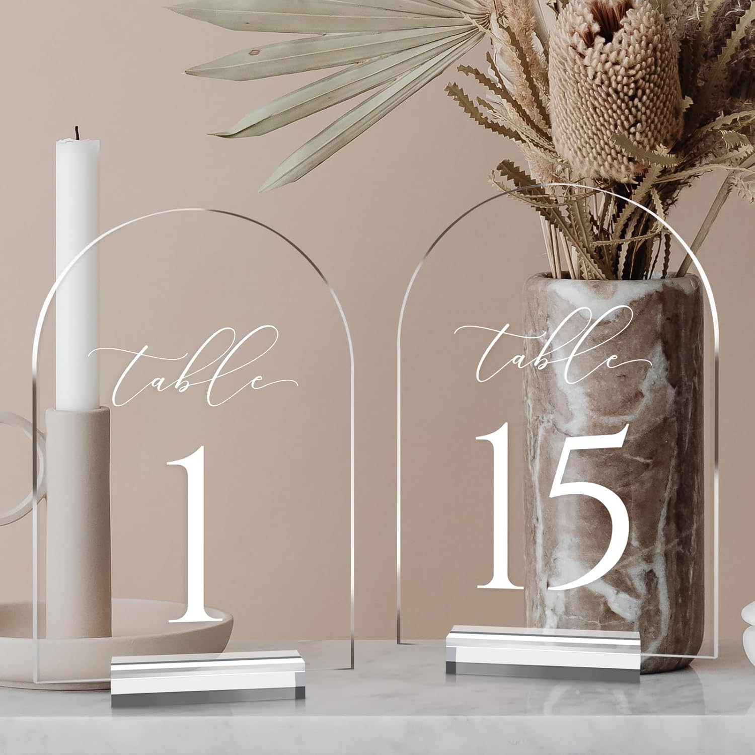 Set of 1-15 Clear Arch Acrylic Wedding Table Numbers