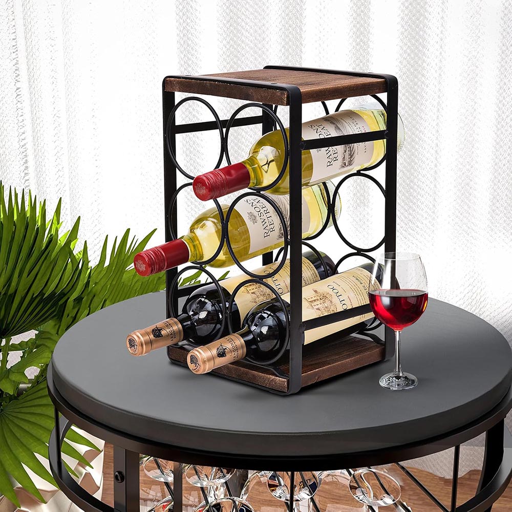 Rustic Wood Countertop Wine Rack (6 Bottle Capacity) Rustic Wood Countertop Wine Rack (6 Bottle Capacity)