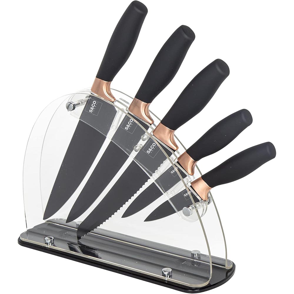 6-Piece Steel Kitchen Knife Set with Acrylic Block