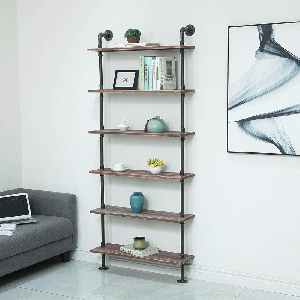 6-Tier Industrial Pipe Shelving Bookshelf 6-Tier Industrial Pipe Shelving Bookshelf