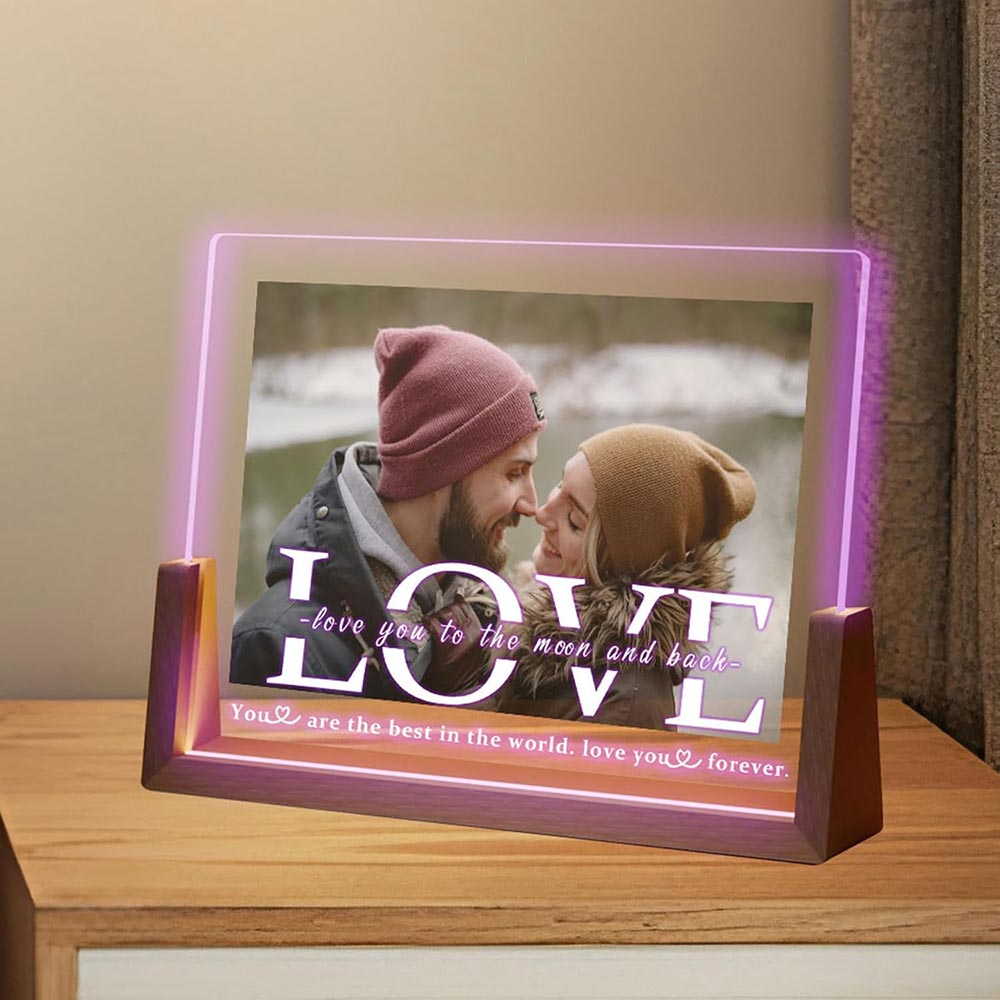 Personalized Photo Frame with 7-Color LED Light Personalized Photo Frame with 7-Color LED Light