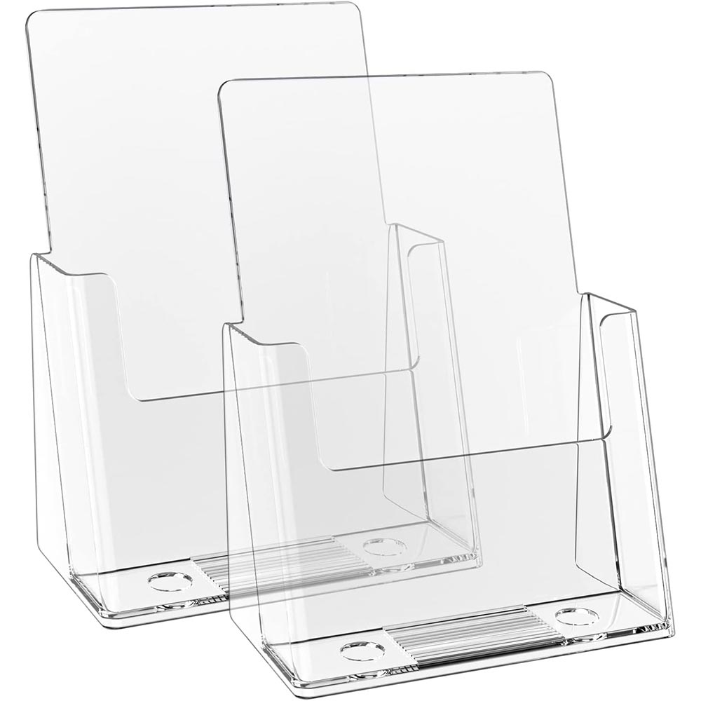 4-Pack 8.5×11″ Clear Plastic Brochure Holder with Card Organizer