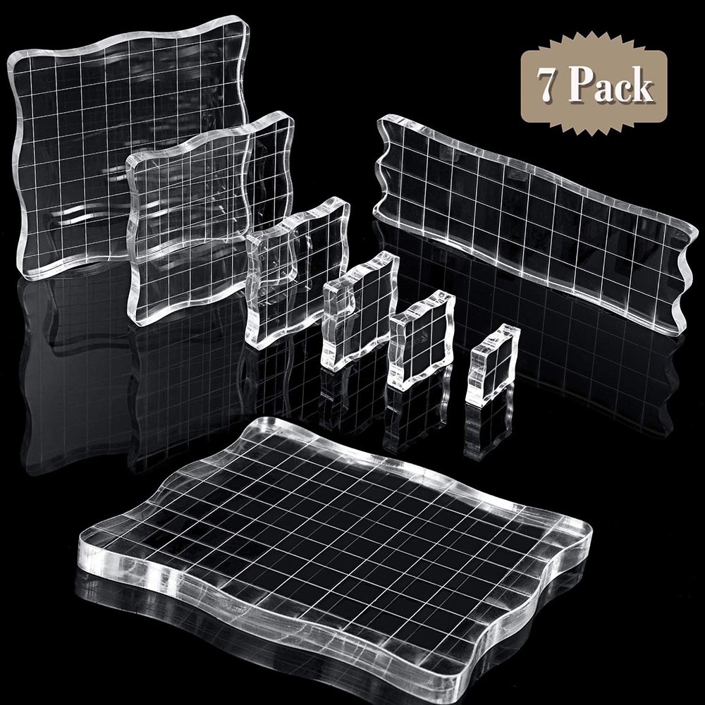 7-Piece Acrylic Stamp Blocks Set with Grid and Grip 7-Piece Acrylic Stamp Blocks Set with Grid and Grip