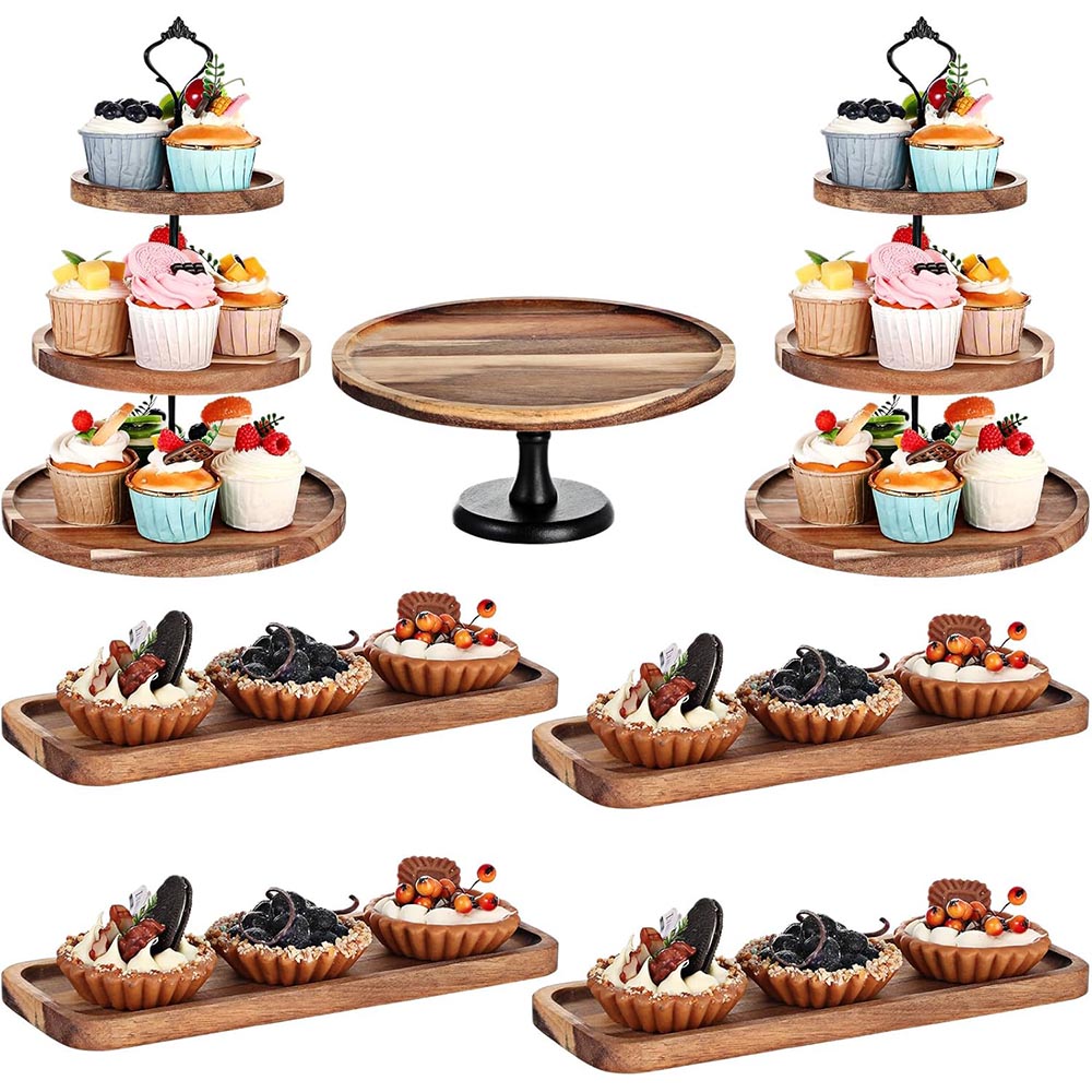 7-Piece Wood Dessert Table Display Set 7-Piece Wood Dessert Table Display Set