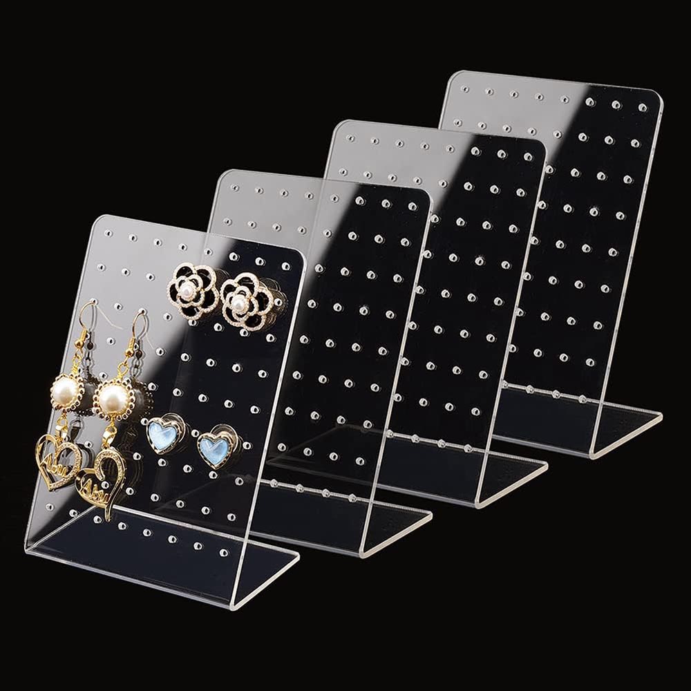 4-Pack 72-Hole Acrylic Earring Holder & Display Rack