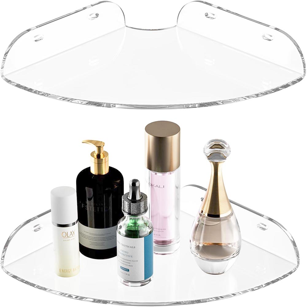 Set of 2 Acrylic Corner Floating Wall Shelves Set of 2 Acrylic Corner Floating Wall Shelves