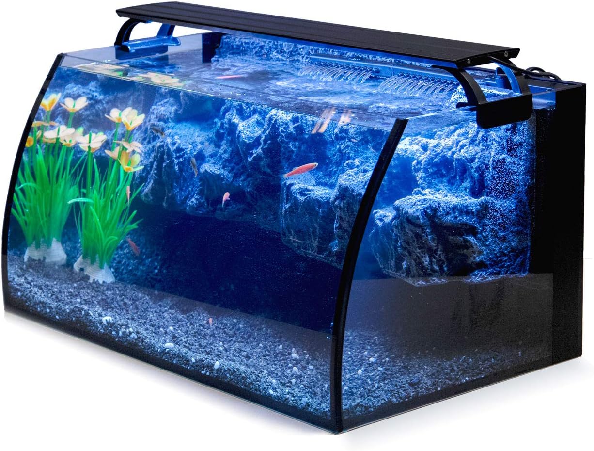 8-Gallon Curved Glass Aquarium Kit with LED Light & Filter 8-Gallon Curved Glass Aquarium Kit with LED Light & Filter