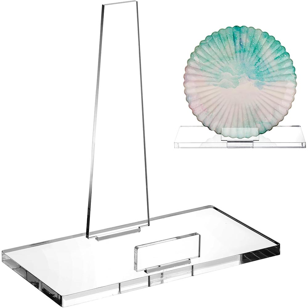 8-Inch Acrylic Easel Plate Stand with Square Block Base 8-Inch Acrylic Easel Plate Stand with Square Block Base