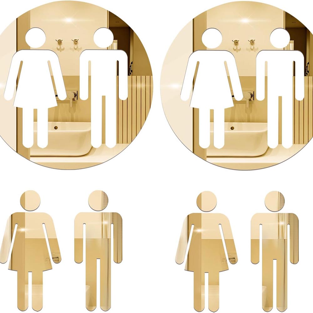 2-Pack 7.87″ Gold Acrylic Men & Women Restroom Signs