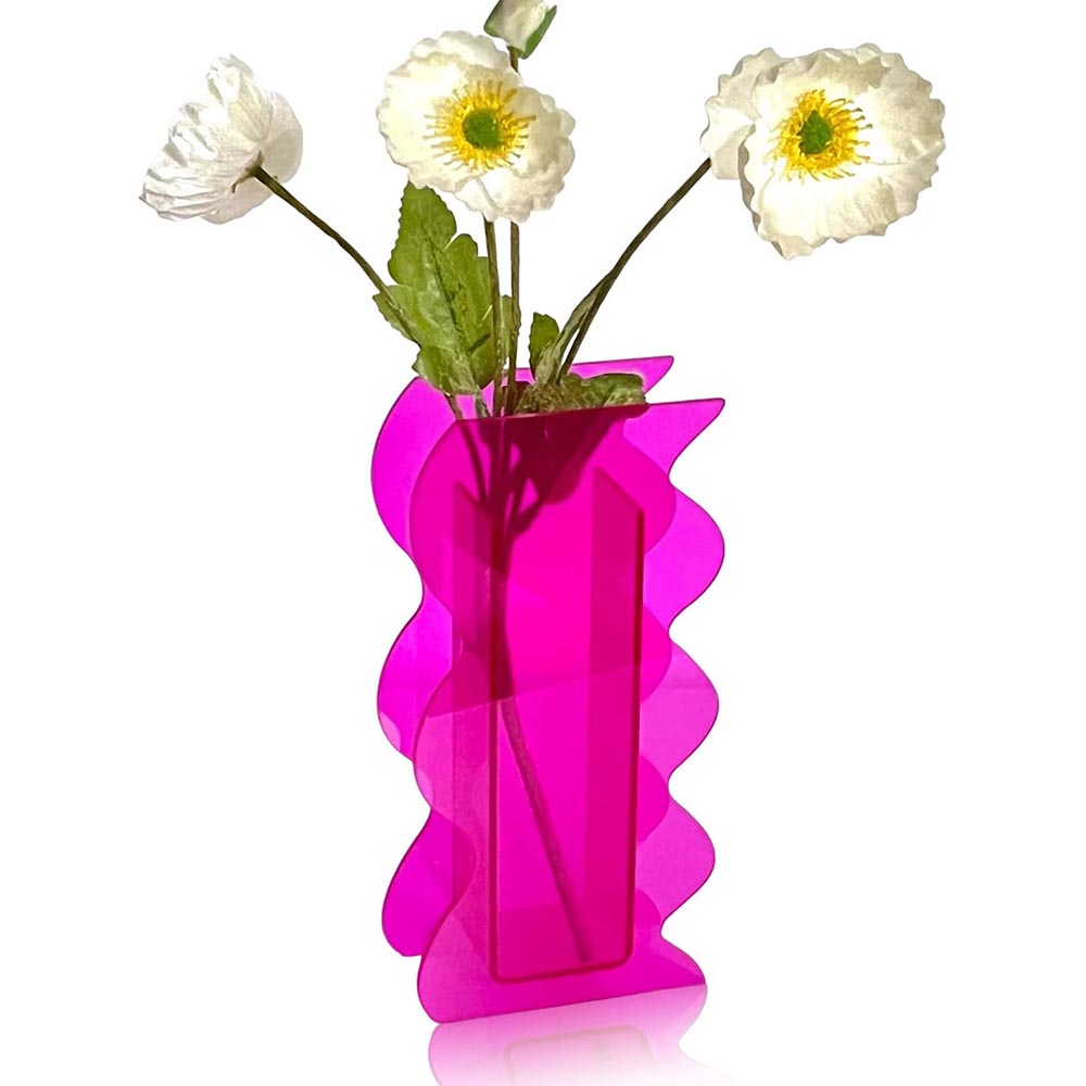 8-Inch Hot Pink Acrylic Wave-Shaped Flower Vase 8-Inch Hot Pink Acrylic Wave-Shaped Flower Vase