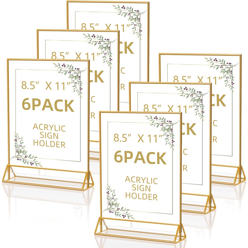6-Pack 8.5×11″ Clear Double-Sided Acrylic Sign Holder 6-Pack 8.5×11″ Clear Double-Sided Acrylic Sign Holder