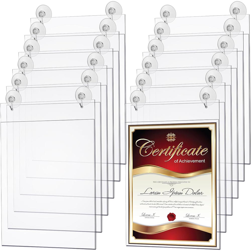 4-Pack 8.5×11″ Hanging Acrylic Window Sign Holder with Hooks