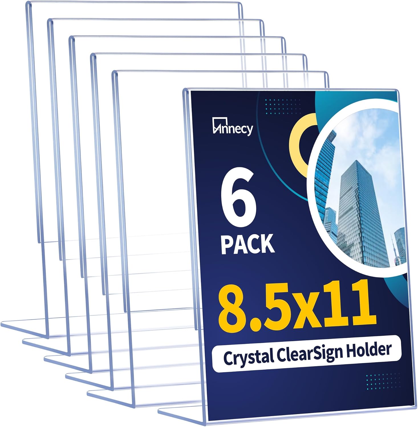 6-Pack 8.5×11 L-Shape Standing Vertical Menu & Flyer Holder