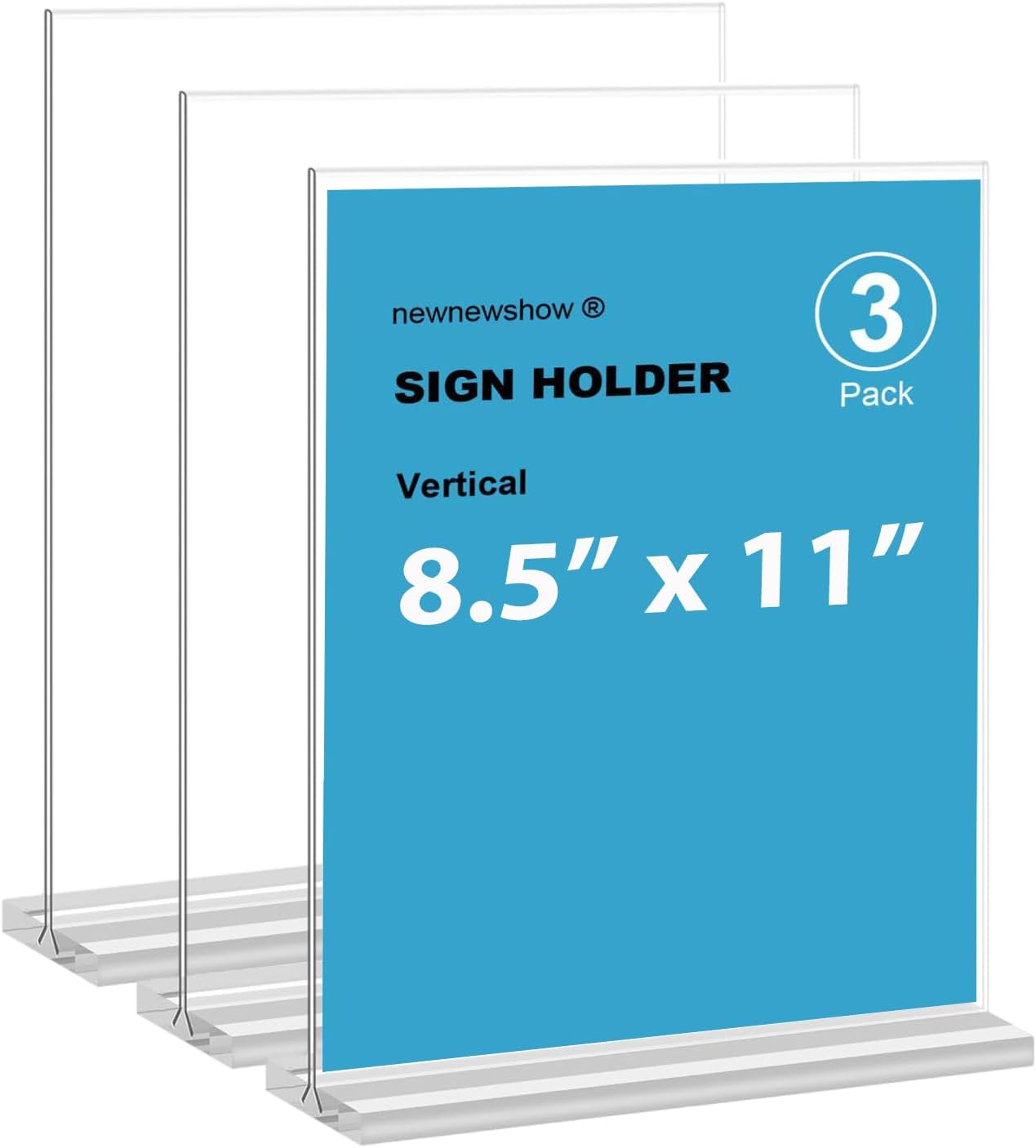 3-Pack 8.5×11 Vertical Double-Sided Acrylic Sign Holder 3-Pack 8.5×11 Vertical Double-Sided Acrylic Sign Holder