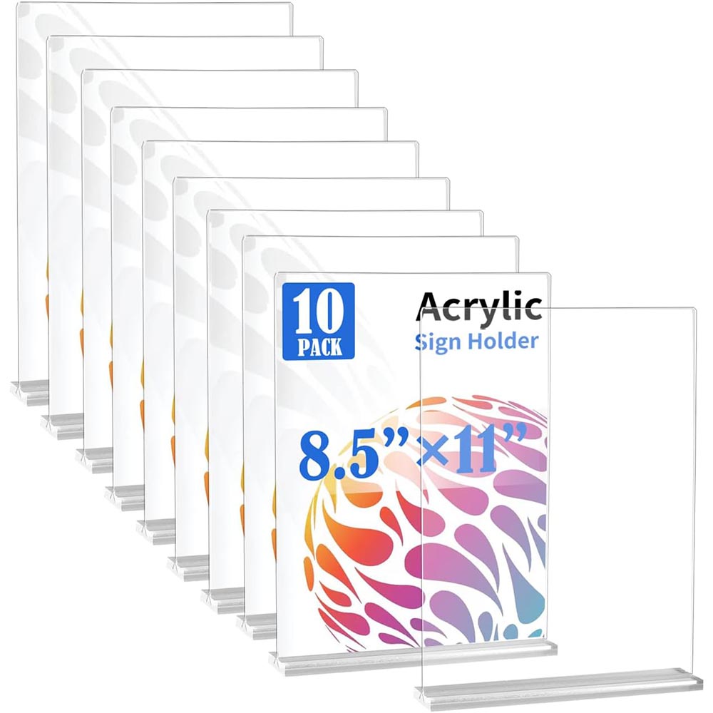10-Pack 8.5×11 Vertical T-Shape Double-Sided Sign Stand