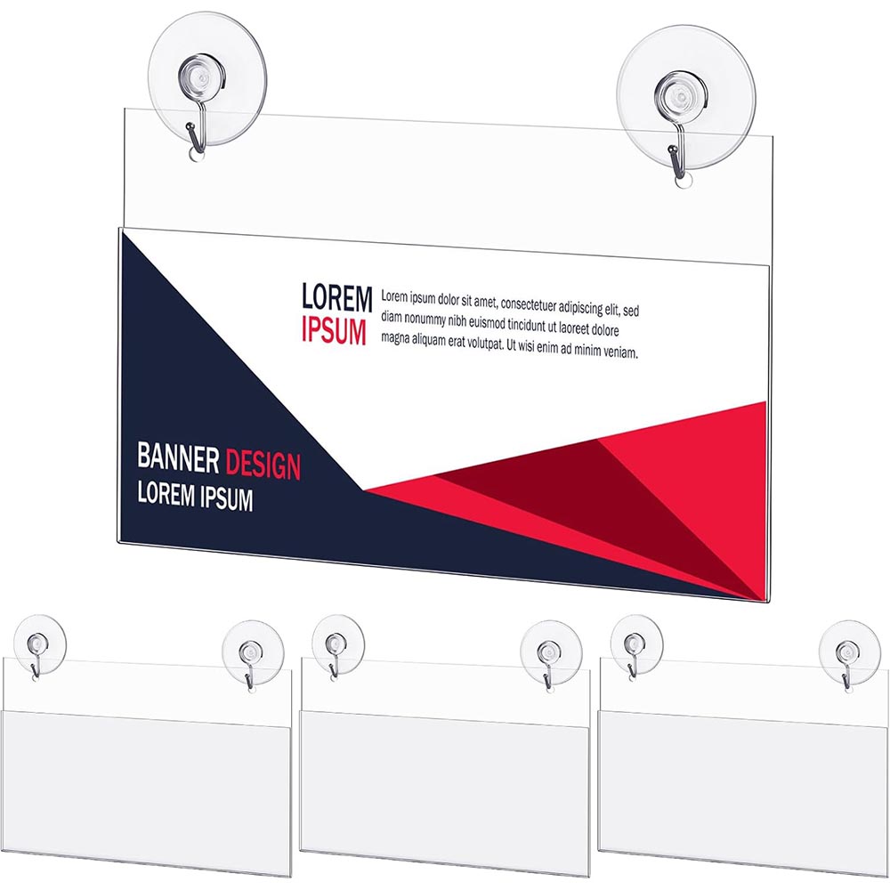 3-Pack Hanging Acrylic Window Sign Holder with Suction Cups