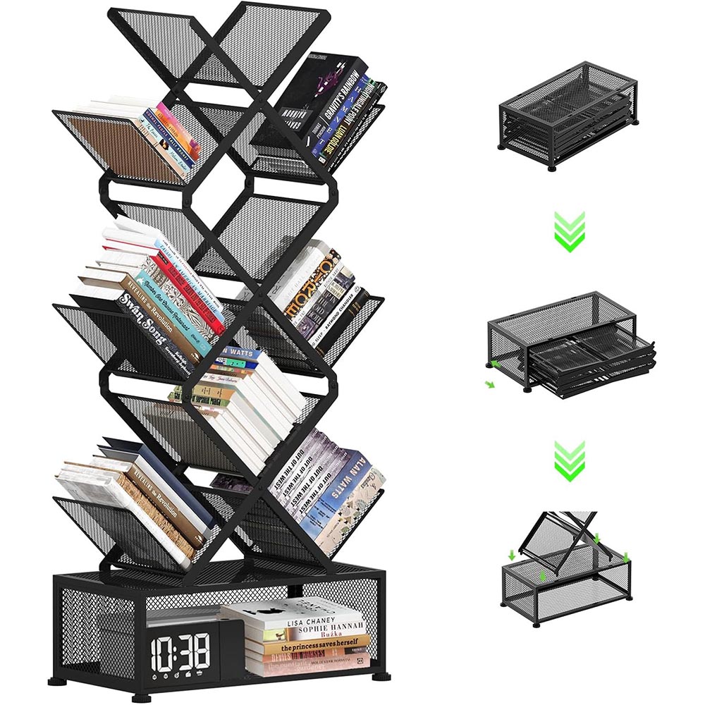 9-Tier Folding Metal Tree Bookshelf 9-Tier Folding Metal Tree Bookshelf