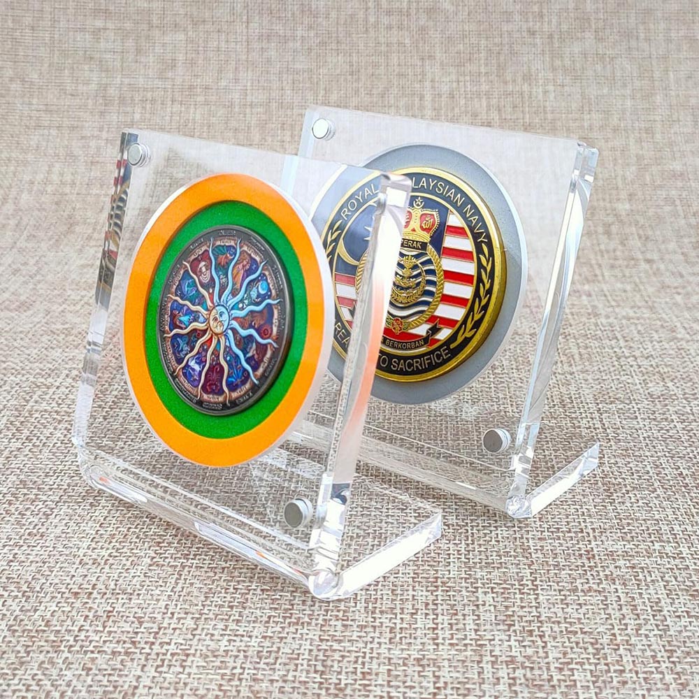 2-Pack Clear Acrylic Military Challenge Coin Display Case