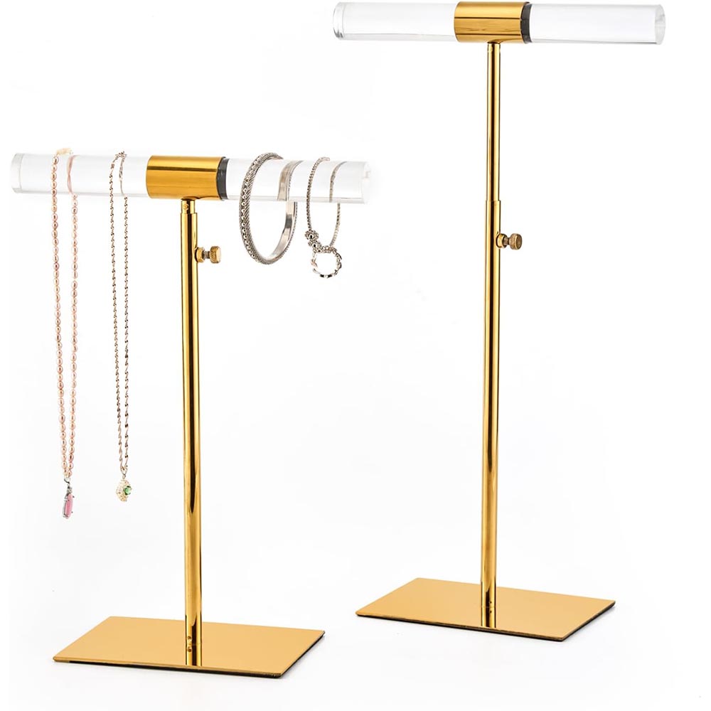 Set of 2 Adjustable Height Stainless Steel Jewelry Tower Stands Set of 2 Adjustable Height Stainless Steel Jewelry Tower Stands