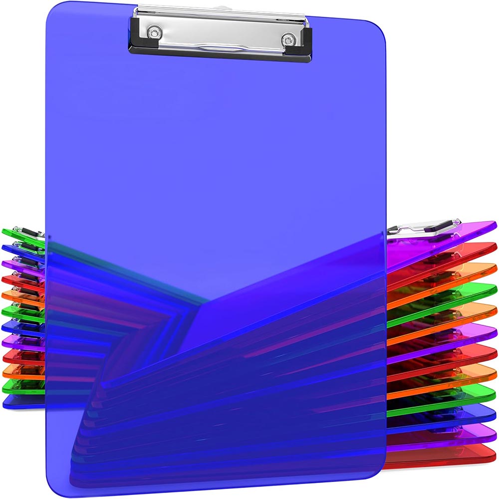 25-Pack Transparent Colored Plastic Clipboards 25-Pack Transparent Colored Plastic Clipboards