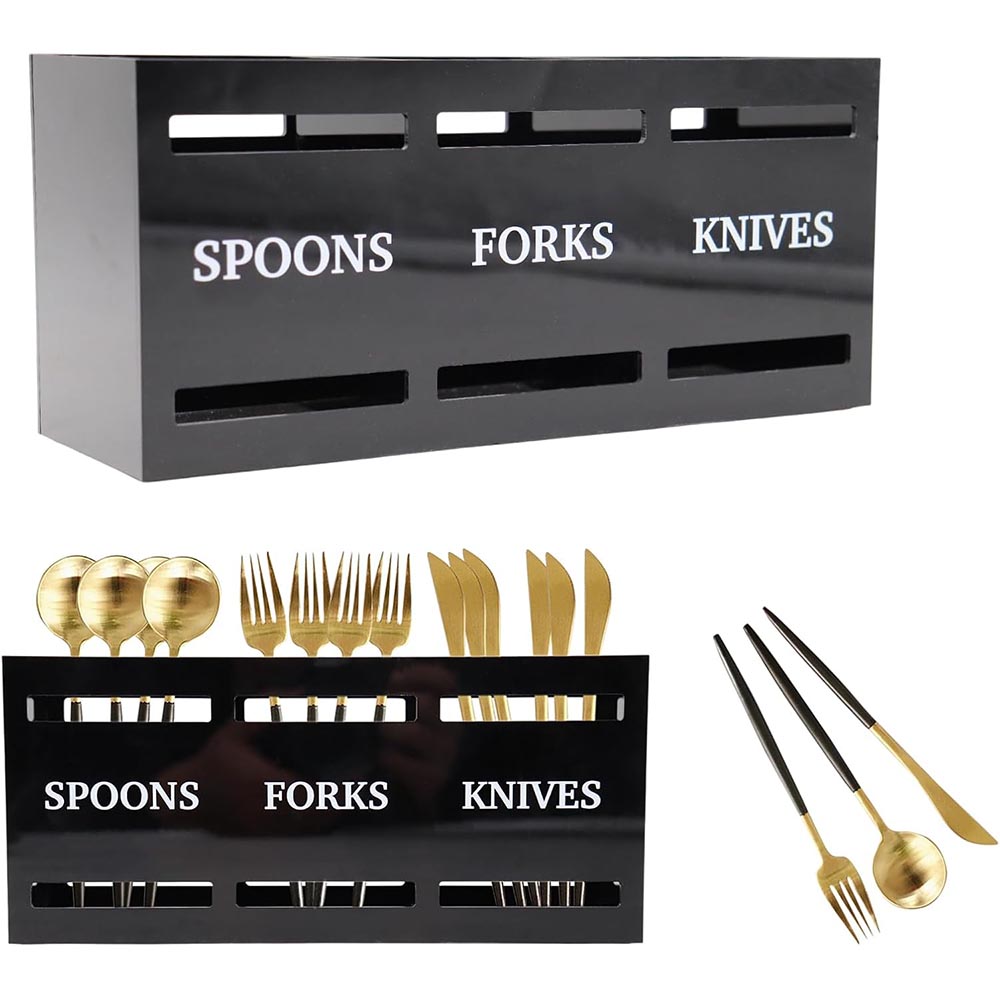 Black Acrylic Kitchen Utensil Holder & Silverware Caddy