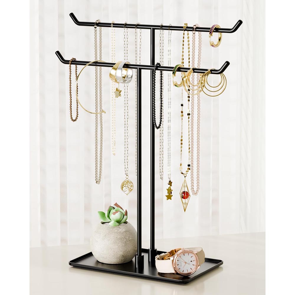 Black Metal Necklace Organizer Stand for Home Decor Black Metal Necklace Organizer Stand for Home Decor