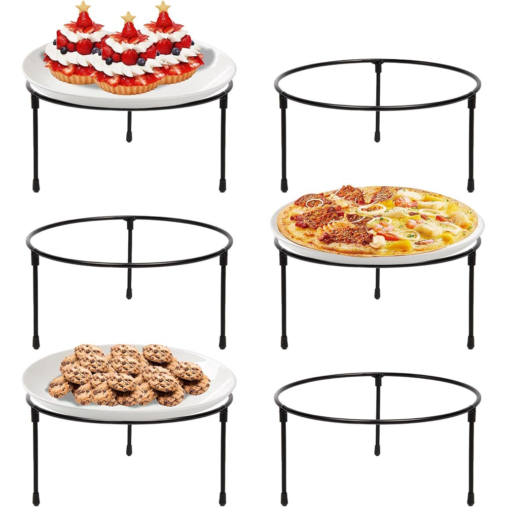 Set of 6 Black Metal Wire Pizza Pan Riser Stands Set of 6 Black Metal Wire Pizza Pan Riser Stands