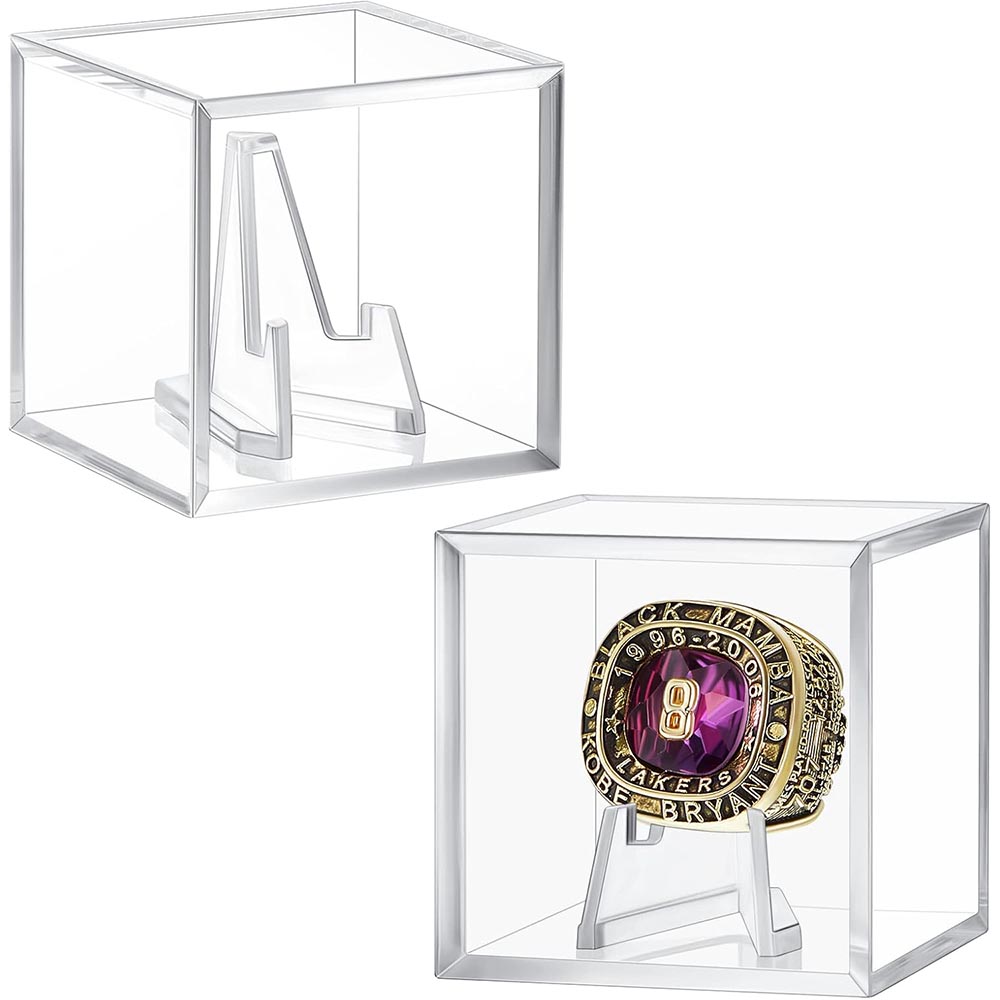 2-Set Clear Acrylic Championship Ring Display Case with Easel 2-Set Clear Acrylic Championship Ring Display Case with Easel