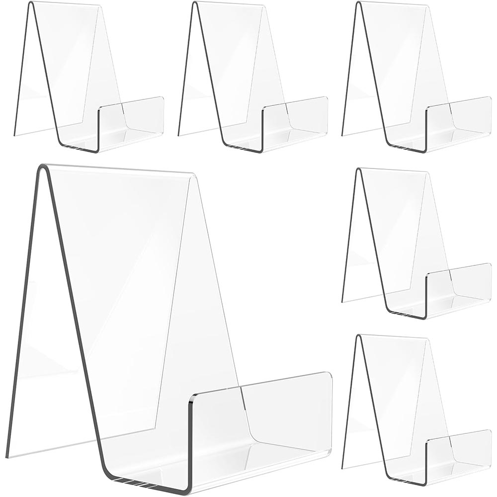 6-Pack Clear Acrylic Easel Book Display Stands