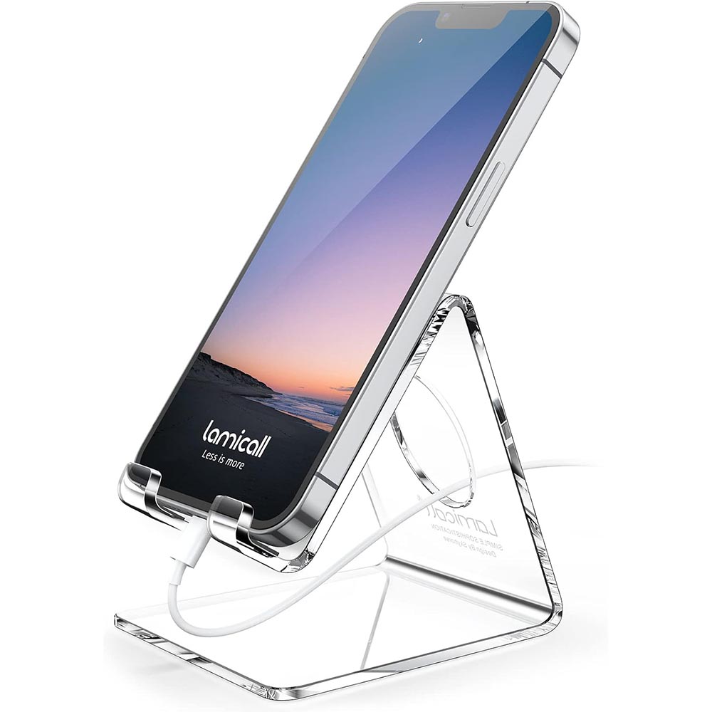 Clear Acrylic Office Cell Phone Holder & Desk Stand