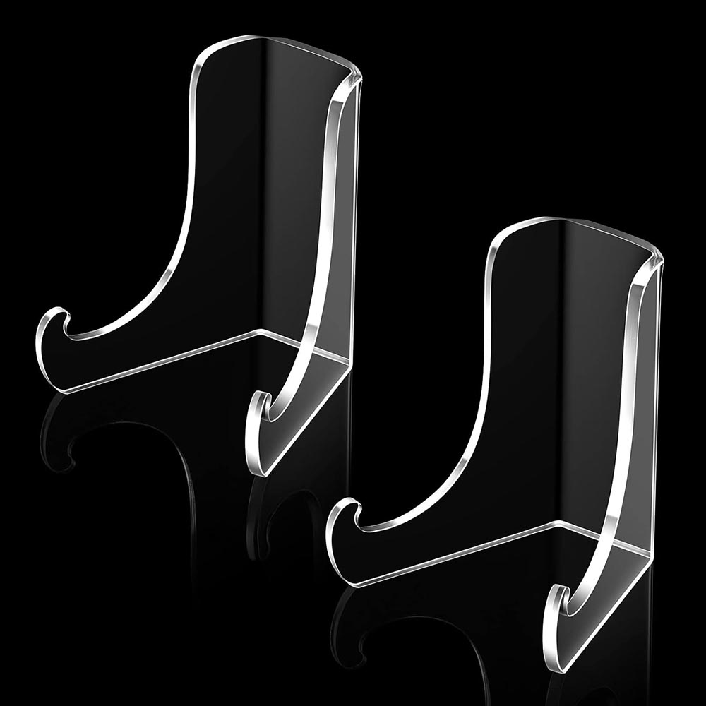 2-Pack Clear Acrylic Plate Stands with Deep Shelves