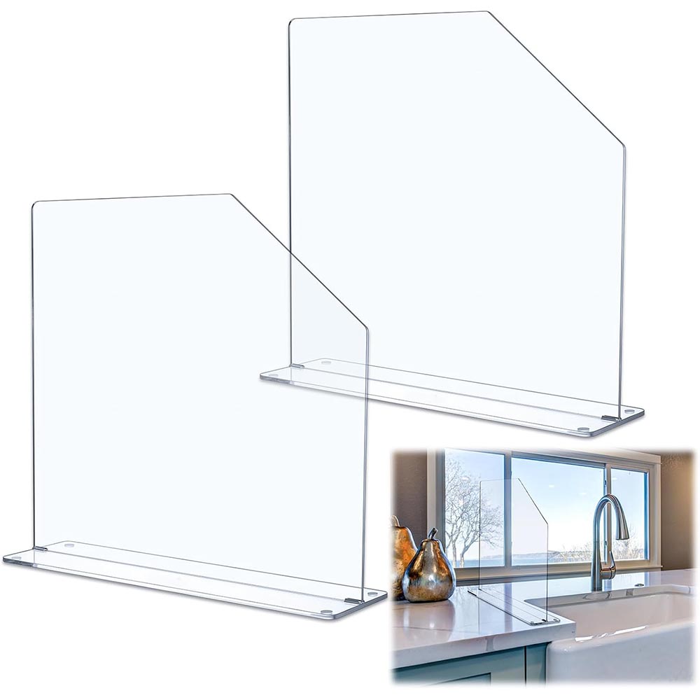2-Pack Clear Acrylic Freestanding Sink Splash Guard