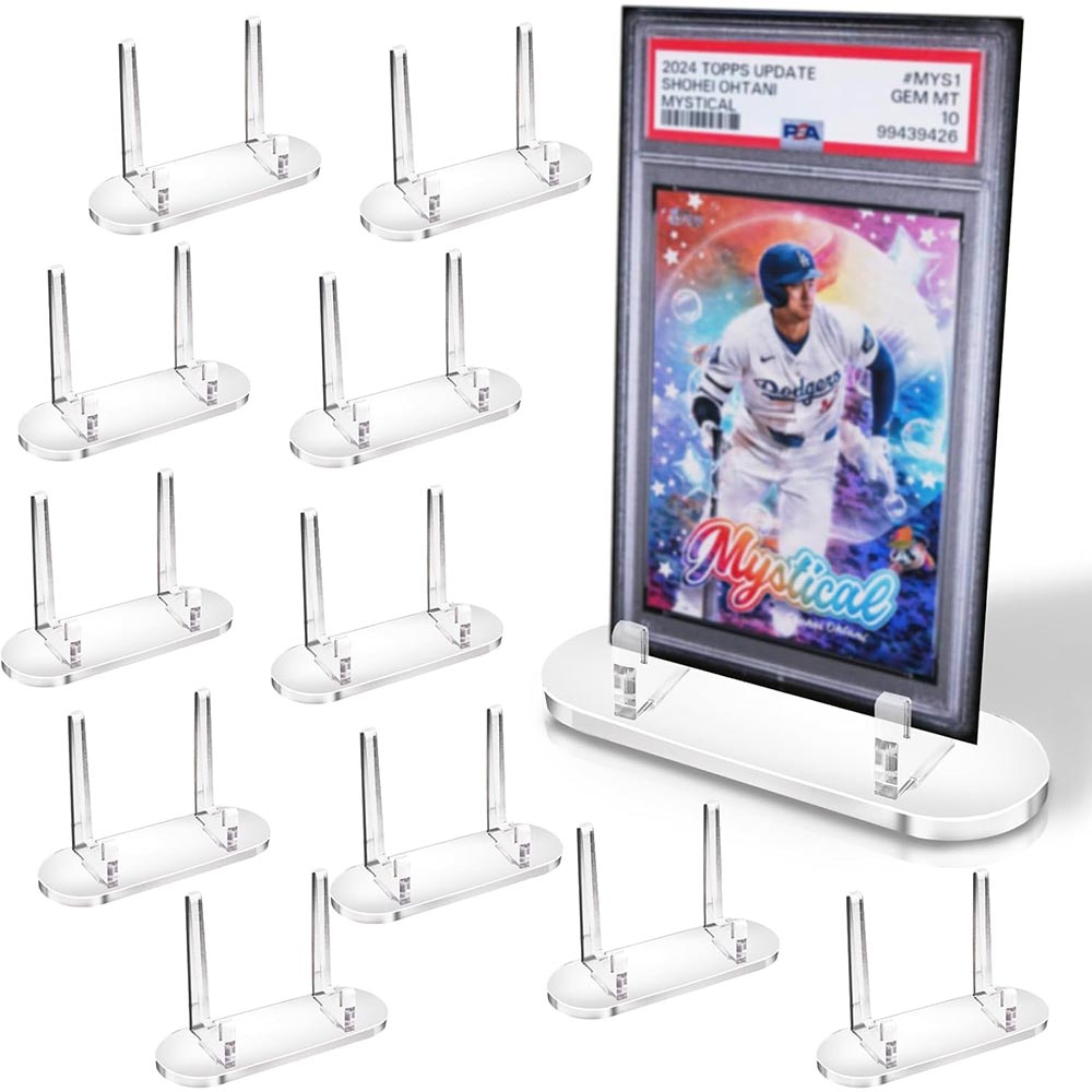 12-Pack Clear Acrylic Display Stands for PSA Graded Cards