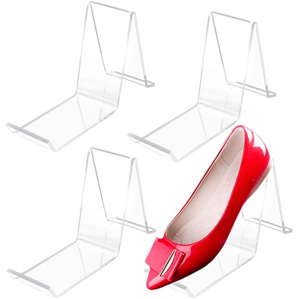 4-Piece Clear Acrylic Shoe & Sandal Display Stands