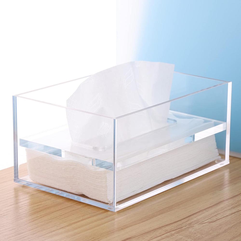 Clear Acrylic Rectangular Facial Tissue Box Cover with Lid Clear Acrylic Rectangular Facial Tissue Box Cover with Lid