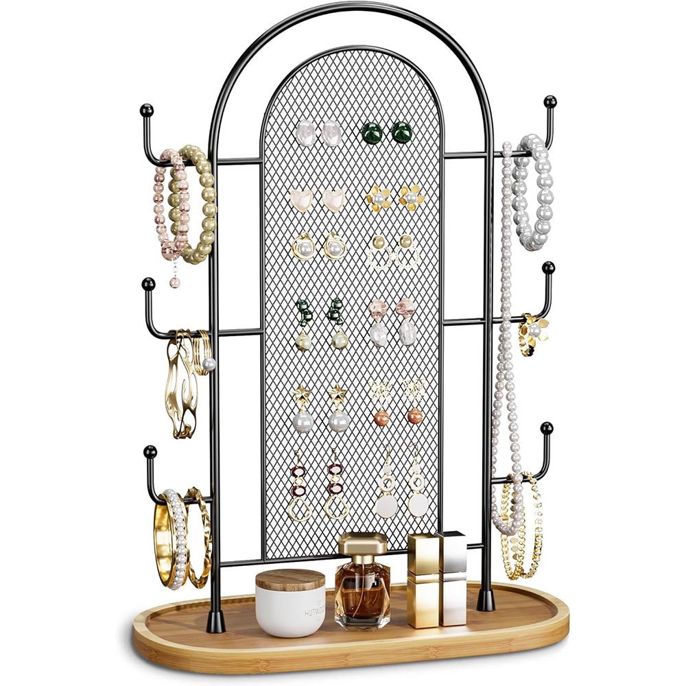 Earring & Jewelry Organizer Stand with 300-Hole Wood Tray Earring & Jewelry Organizer Stand with 300-Hole Wood Tray