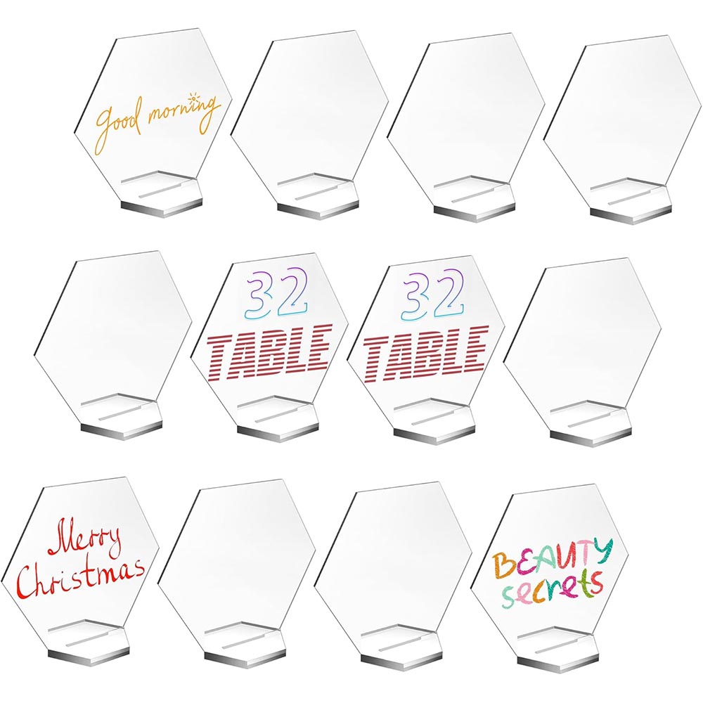 32-Set Hexagon Acrylic Blank Place Cards with Stands