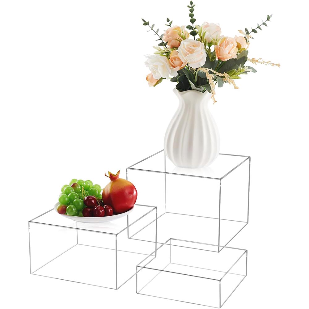 3-Piece Clear Acrylic Hollow Bottom Buffet Display Risers