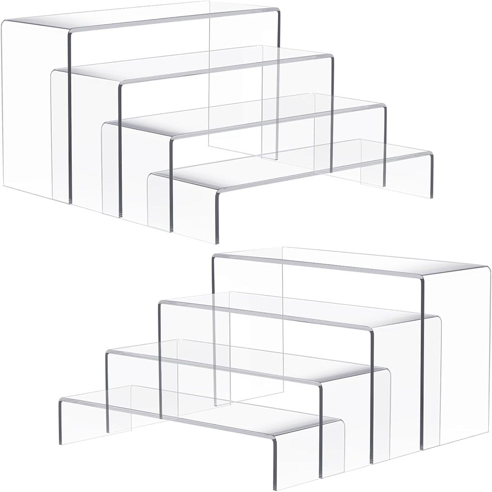 2-Set Large Rectangular Clear Acrylic Display Riser Shelves 2-Set Large Rectangular Clear Acrylic Display Riser Shelves