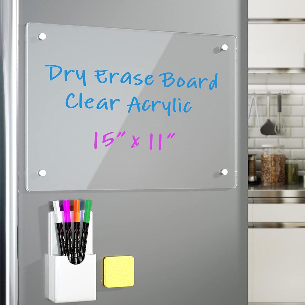 15″x11″ Magnetic Acrylic Dry Erase Note Board with 4 Markers 15″x11″ Magnetic Acrylic Dry Erase Note Board with 4 Markers