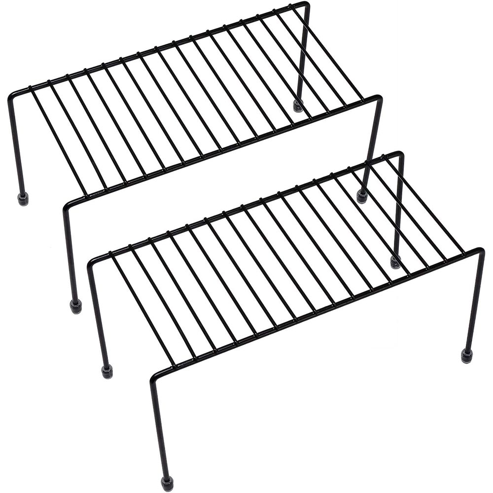 Set of 2 Black Mini Kitchen Cabinet Organizer Shelves Set of 2 Black Mini Kitchen Cabinet Organizer Shelves