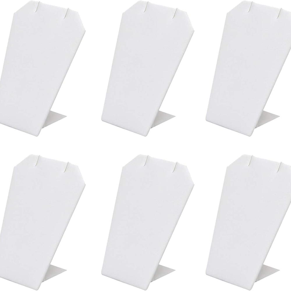 6-Set Mini White Faux Leather Earring & Necklace Display Stand