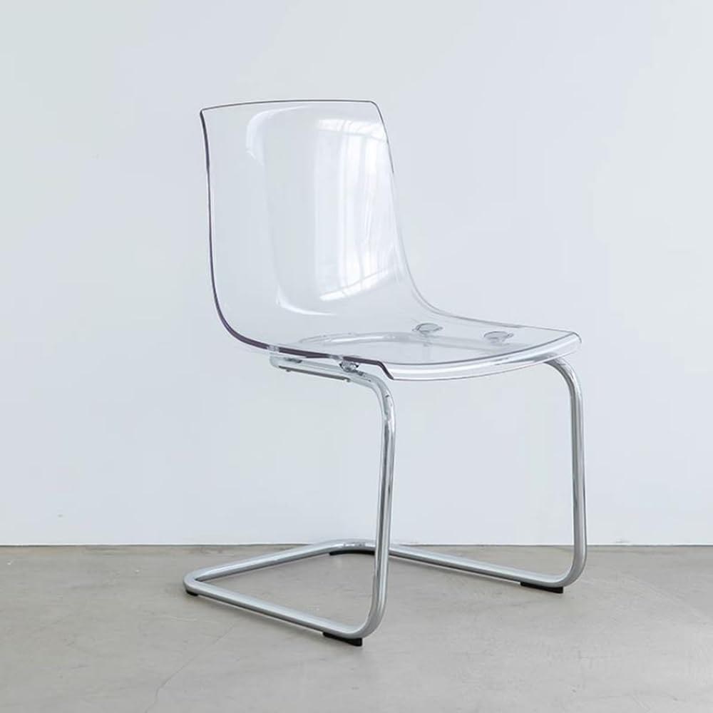 Clear Ghost Style Acrylic Dining Chair with Silver Metal Legs Clear Ghost Style Acrylic Dining Chair with Silver Metal Legs