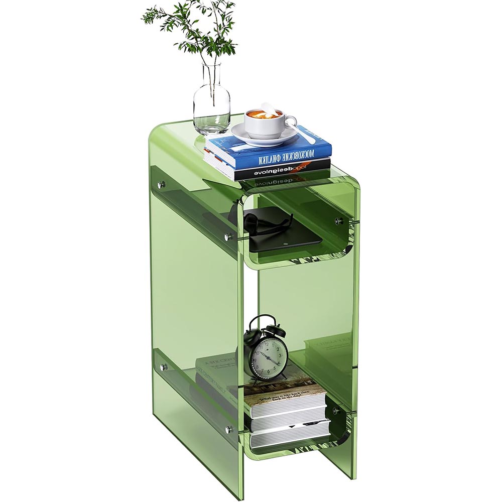 Narrow Green Acrylic Slim End Table for Small Spaces Narrow Green Acrylic Slim End Table for Small Spaces