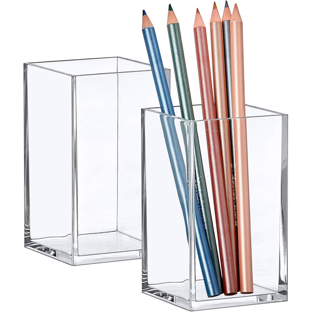 2-Pack Clear Acrylic Pen & Pencil Holder Cup 2-Pack Clear Acrylic Pen & Pencil Holder Cup