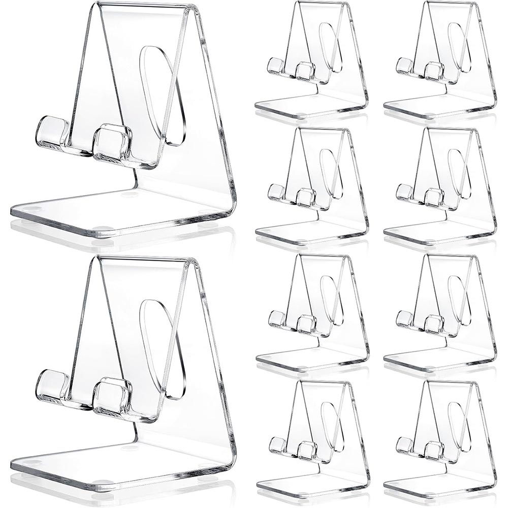 10-Pack Portable Clear Acrylic Cell Phone Stands