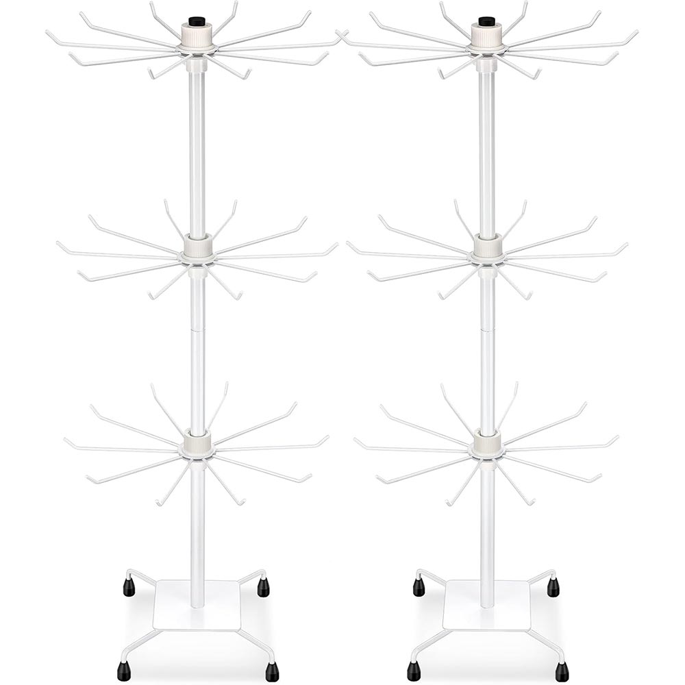 2-Pack White 3-Tier Rotating Jewelry & Earring Display Stand 2-Pack White 3-Tier Rotating Jewelry & Earring Display Stand